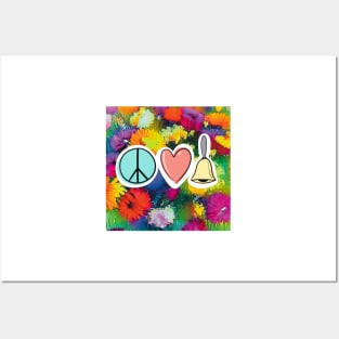 Peace Love Handbells Flower Pattern 2 Posters and Art